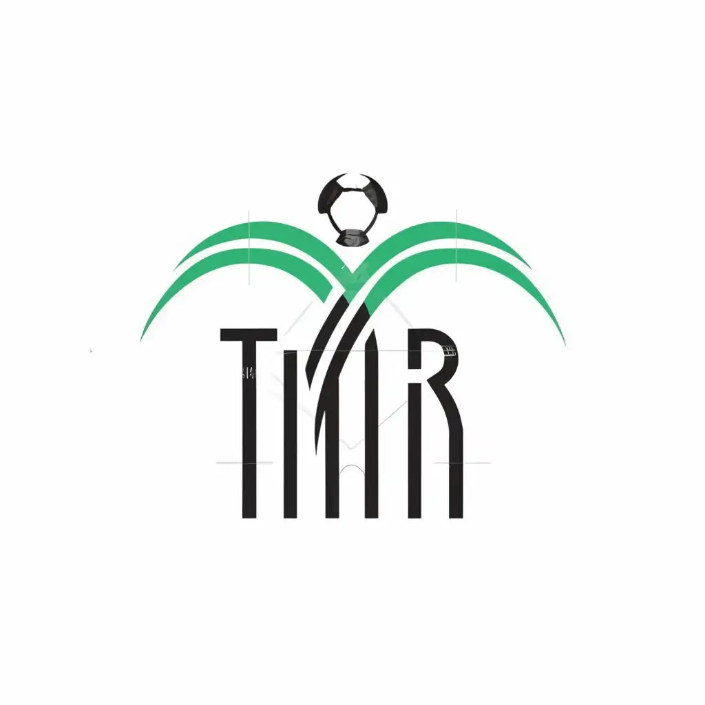 a logo design,with the text "TMR", main symbol:Palm tree, dates, and soccerball,Minimalistic,be used in Sports Fitness industry,clear background