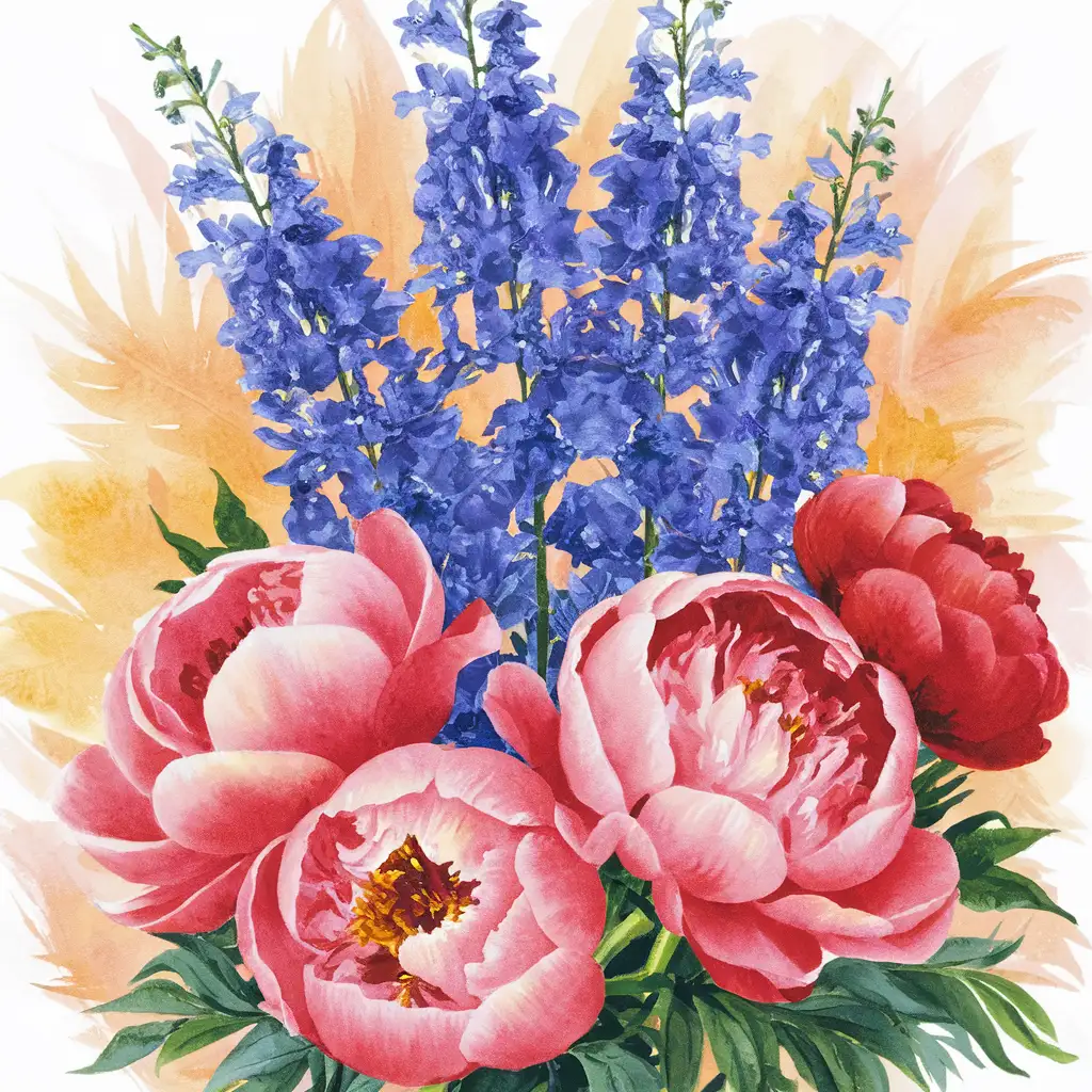 Bouquet-of-Peonies-and-Delphinium-in-Watercolor-Style