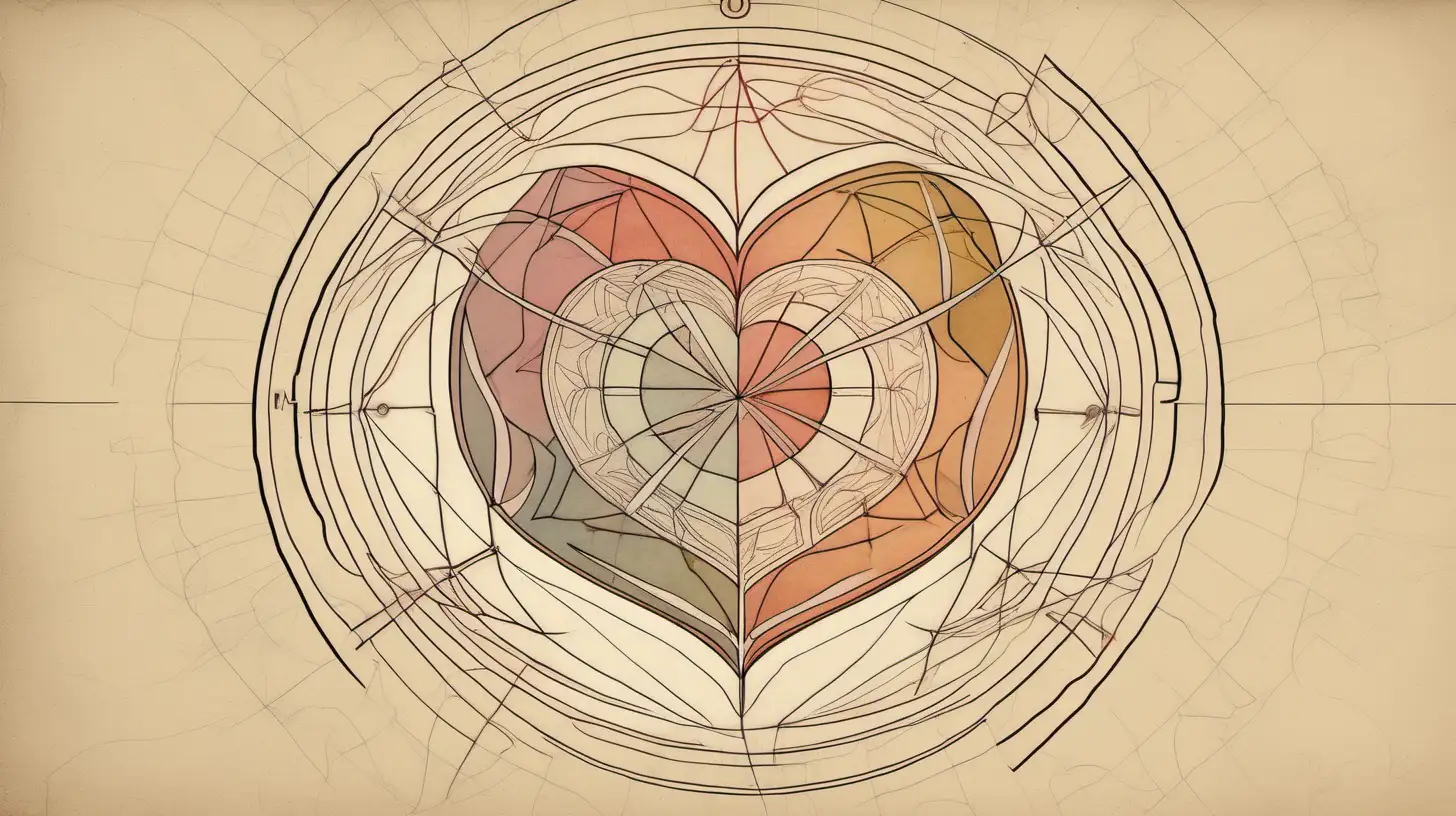 astrological wheel, love, couples , heart shapes, loose lines, muted colors,