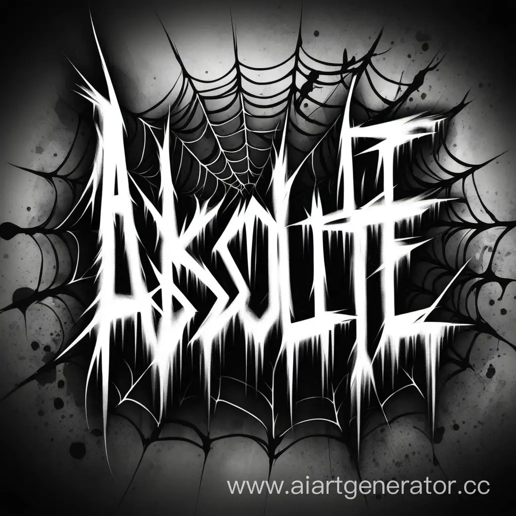 Нарисуй чёрно-белый текст "absolute" в стиле zxc, паука с подтёками и чёрный цвет очень чёрный 