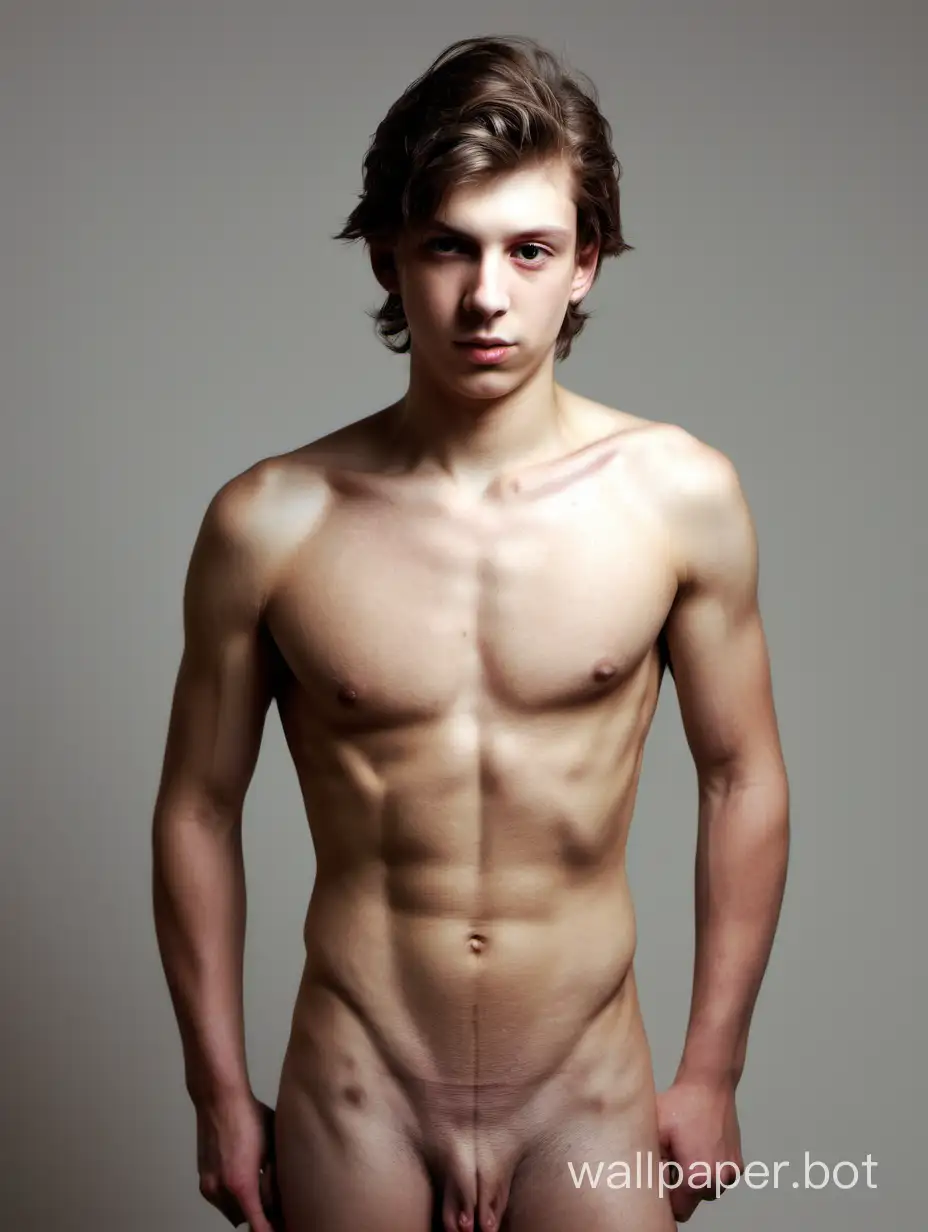 naked young man in a shirt on a bare body
