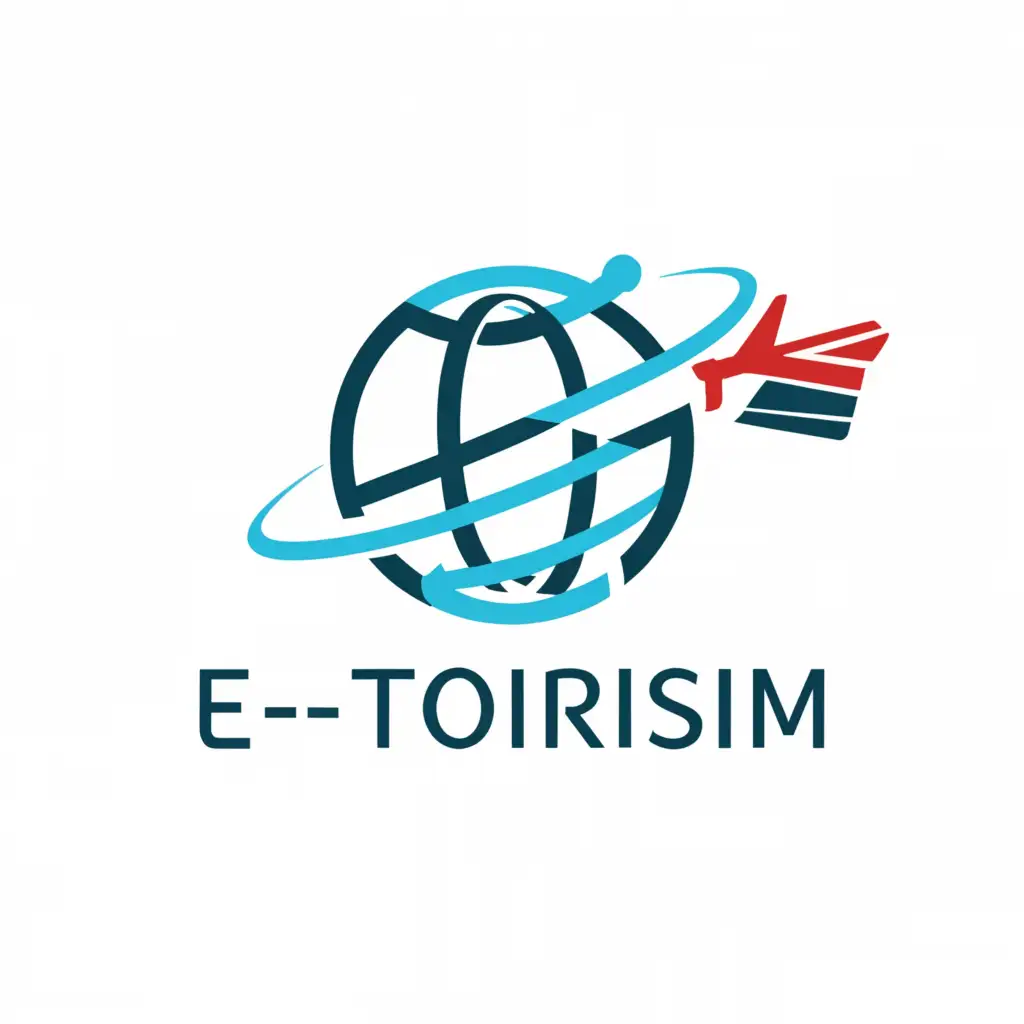 a logo design,with the text "E- Tourism", main symbol:the "E" stands for the internet, the "T" stands for travel around the world ...,Moderate,clear background