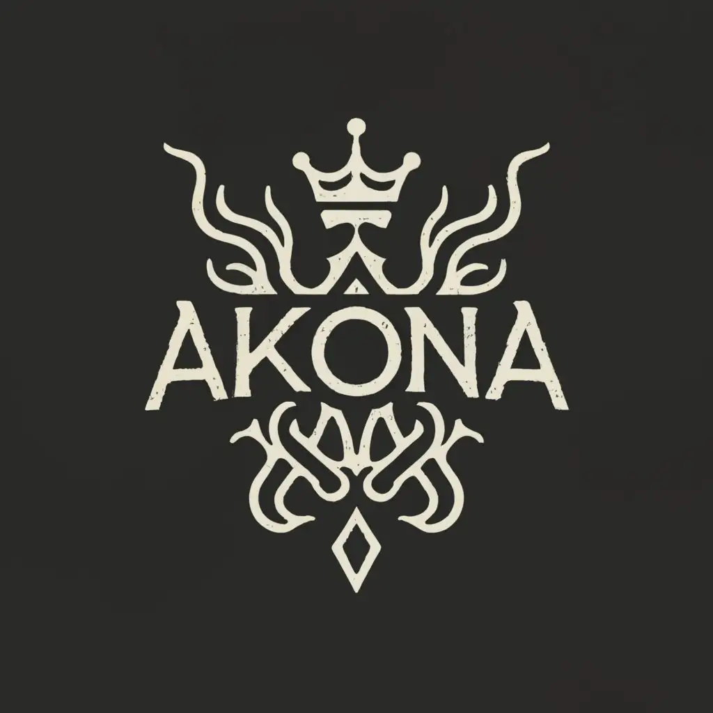 a logo design,with the text "AKONA", main symbol:SAMURAI, MOTORBIKE, CROWN,complex,be used in Automotive industry,clear background