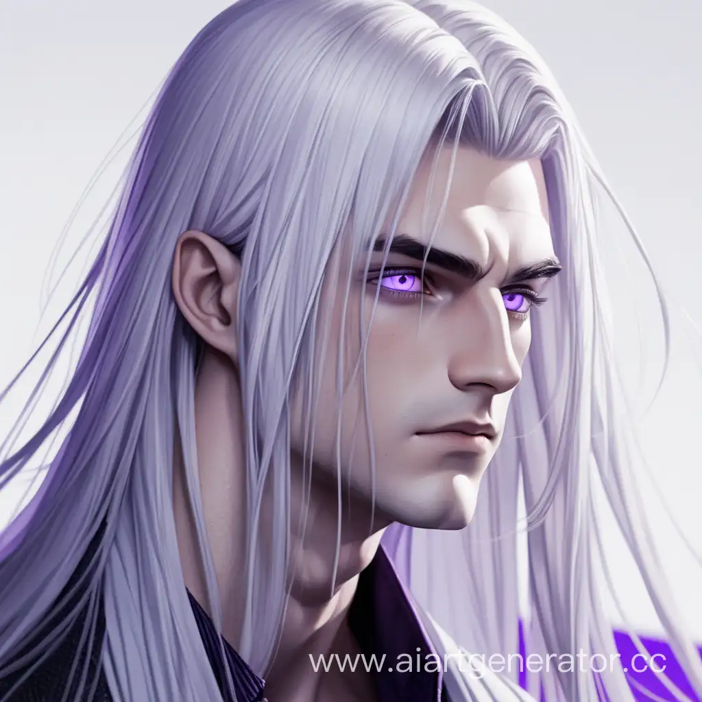 Futuristic-Male-Model-with-Striking-White-Hair-and-Purple-Eyes