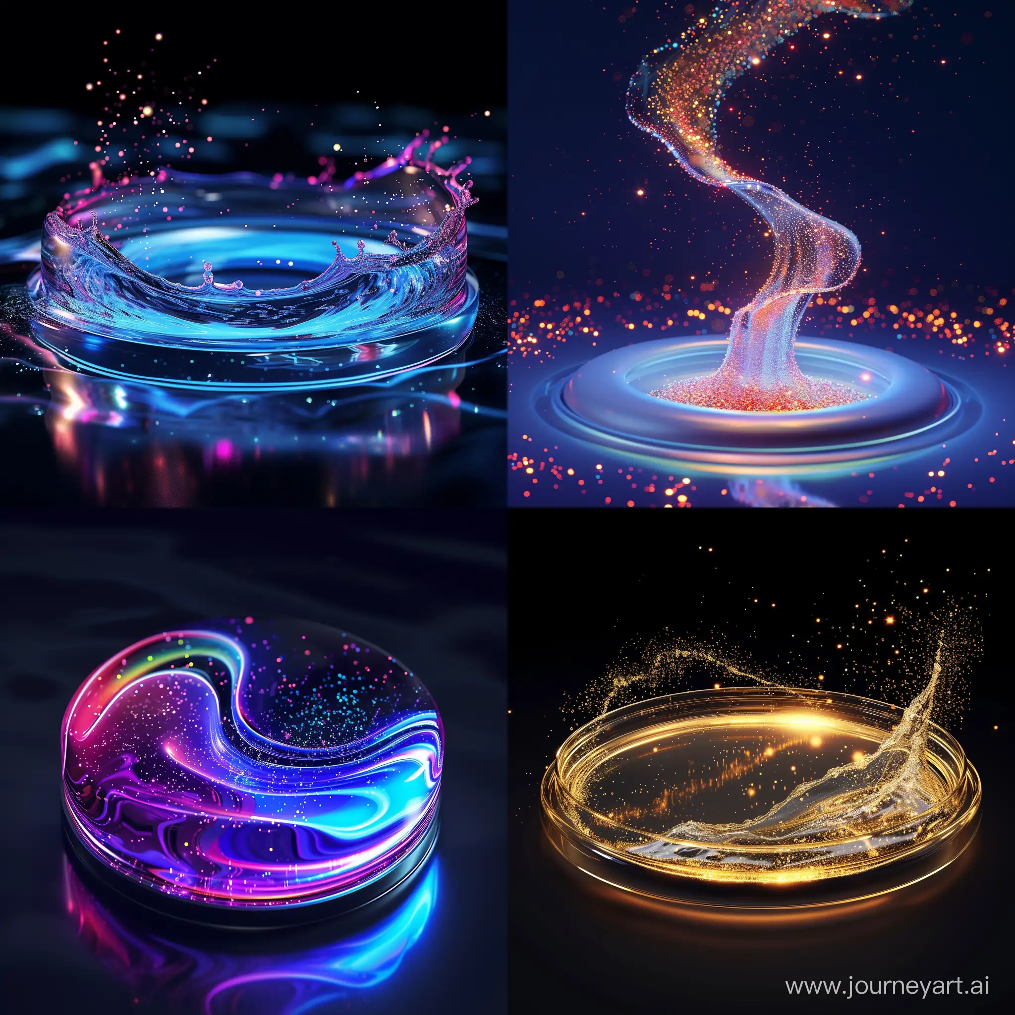Dynamic liquid flow with luminous particles fashionable liquid lid design
