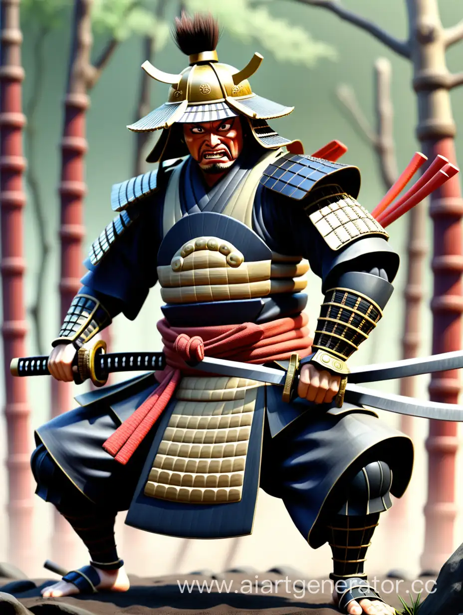 Epic-Samurai-Battle-Scene-Warriors-Clash-in-a-Feudal-Showdown