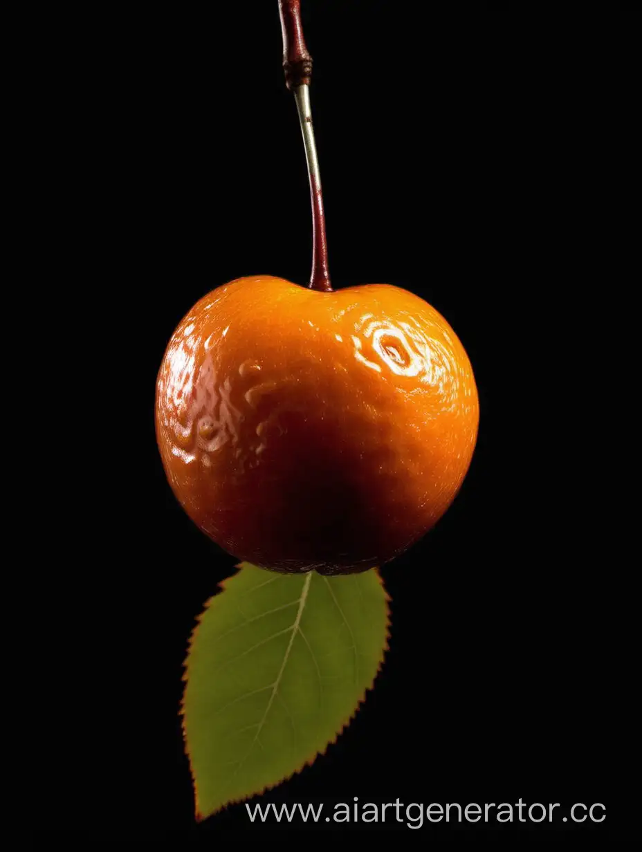 African Cherry 1 BIG Orange on black background