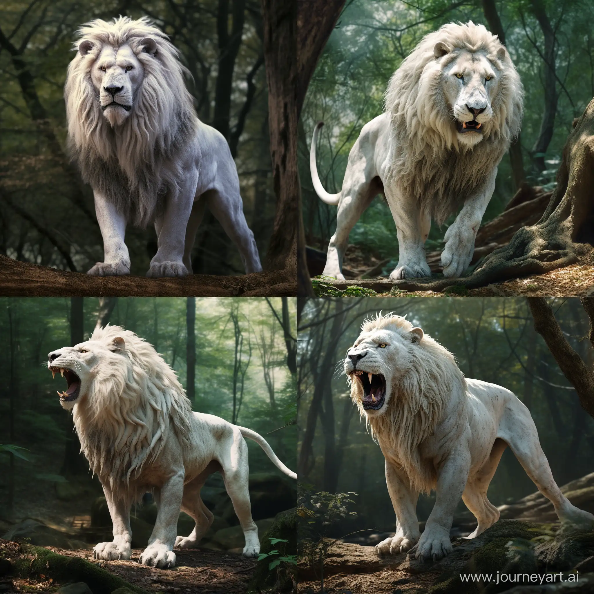Proud-White-Lion-in-Enchanting-Forest-Scene