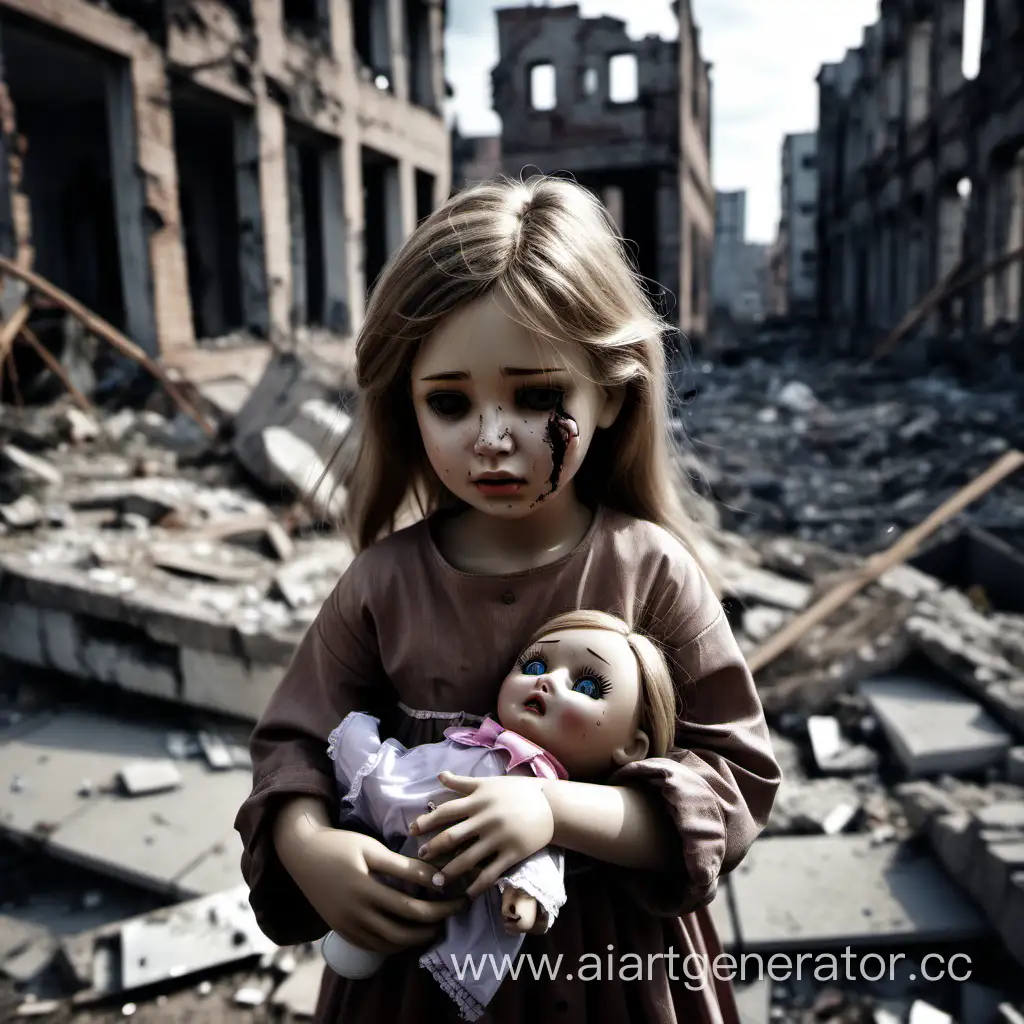 Devastated-City-Ruins-Emotional-Girl-with-Doll