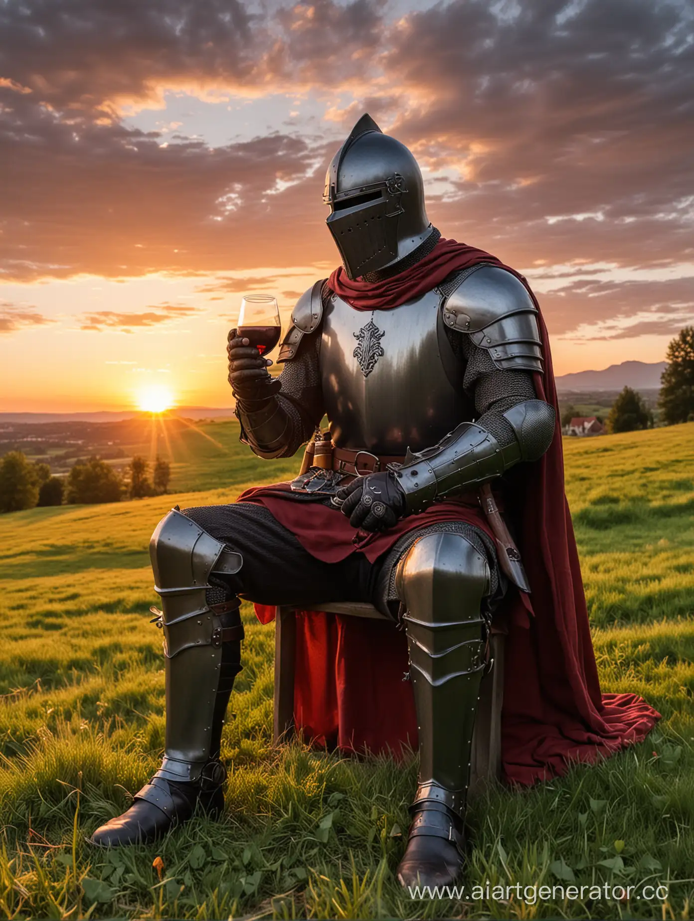 Knight-Enjoying-Sunset-with-Red-Wine