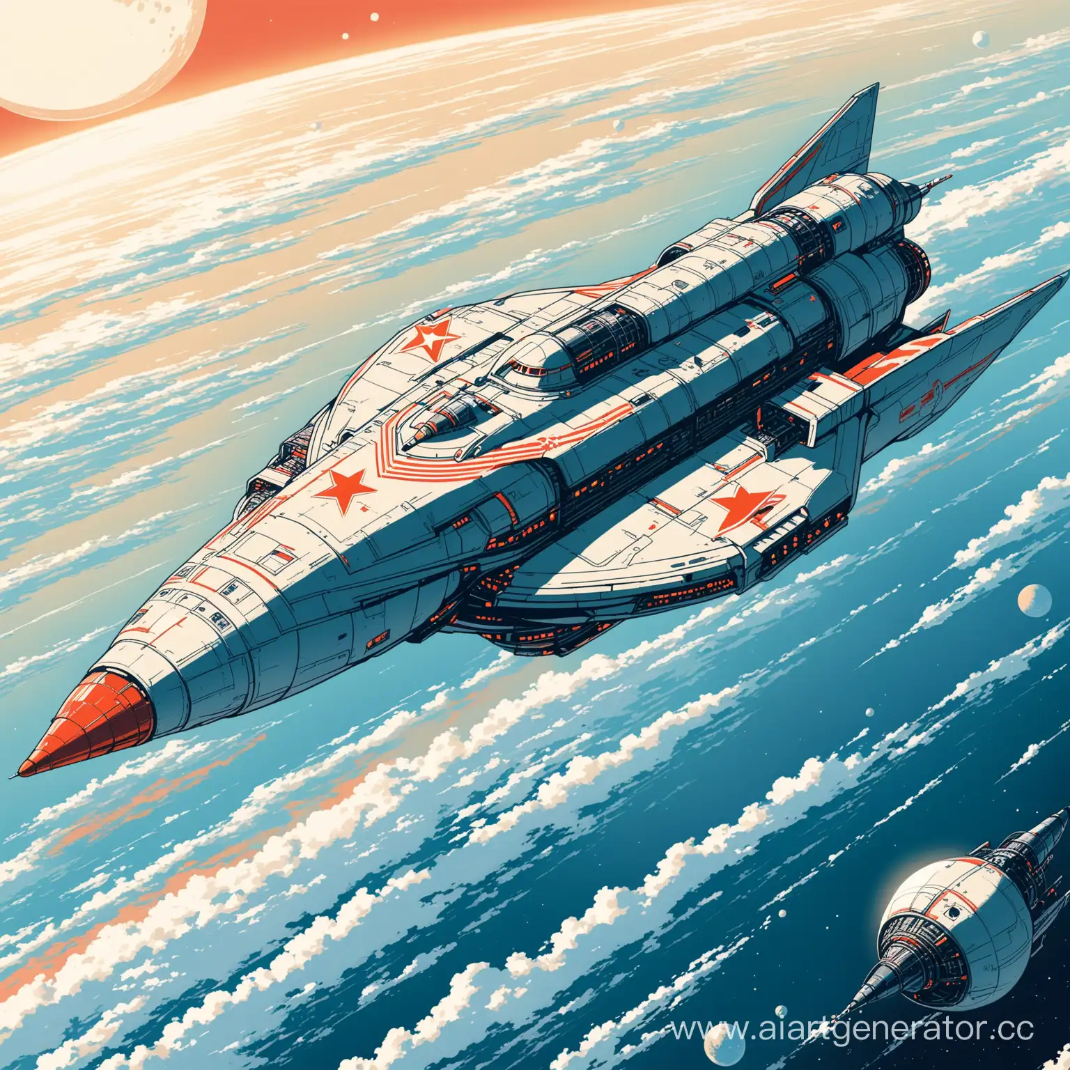 Futuristic-Soviet-Spacecraft-Exploration-Mission