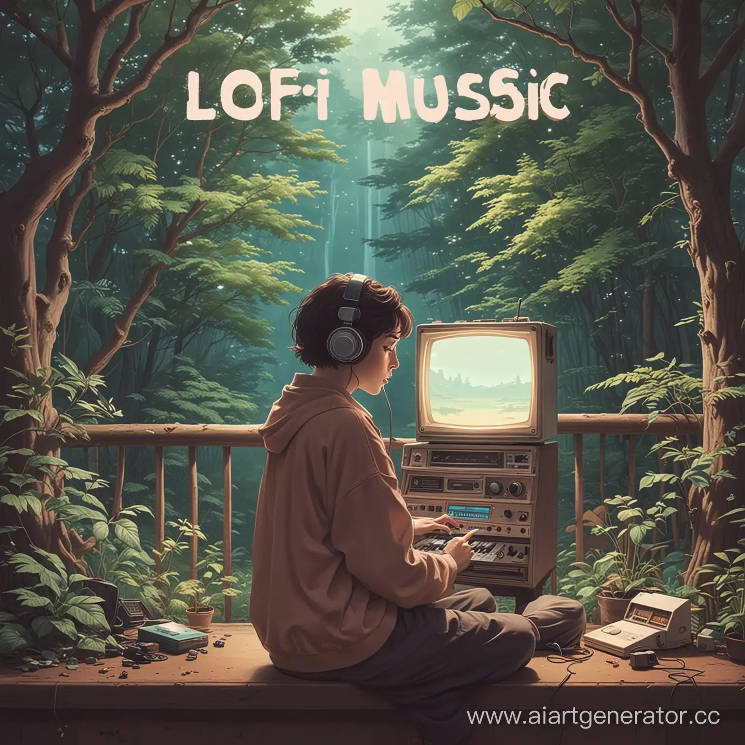 Chill-Vibes-Lofi-Music-Album-Cover-Featuring-Urban-Landscape-and-Retro-Aesthetic
