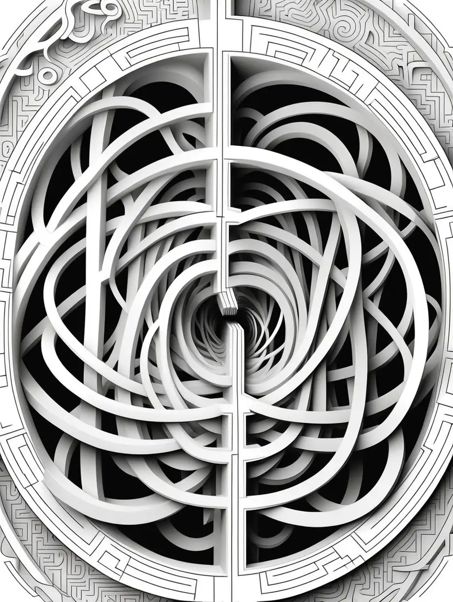 Quantum Entangled Coloring Pages Explore the Intricate Quantum Maze with Maximum White Space