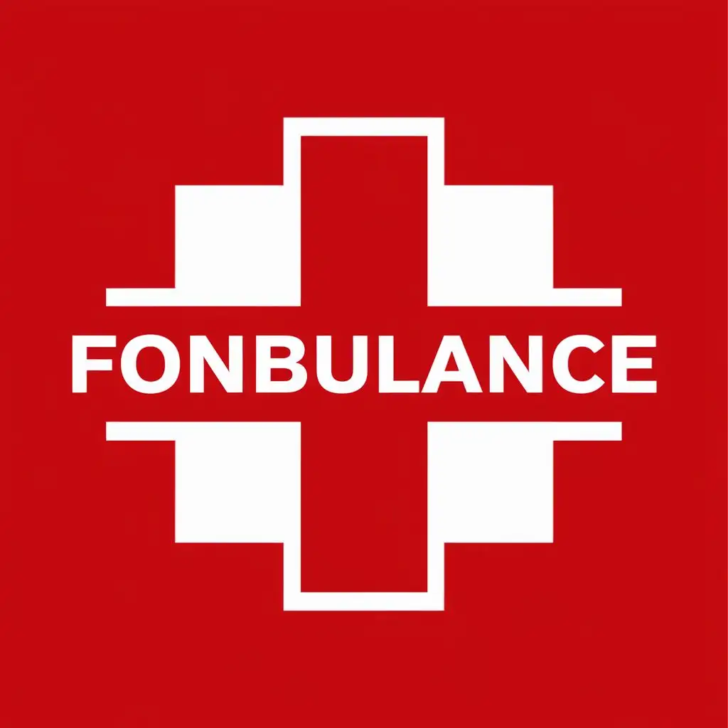 logo, Smartphone symbol inside red cross symbol, with the text "FONBULANCE", typography