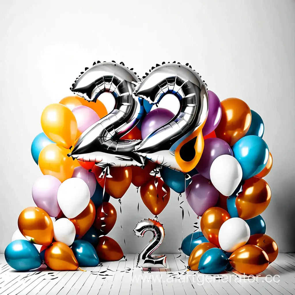Композиция из шаров на день рождение 22 года. Фон белый