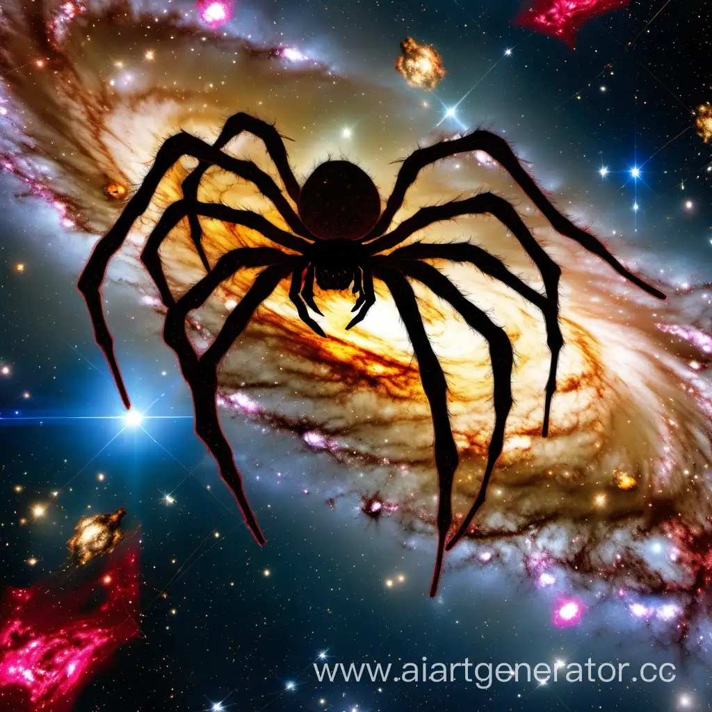 Majestic-Galactic-Spider-Guarding-Galaxy-Entrance-in-Space