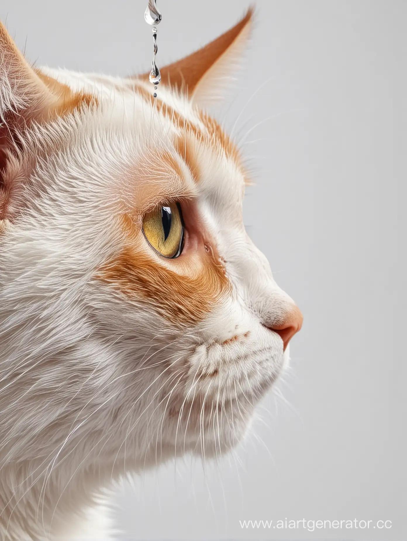 drip into the ears of cats ear droplets white background
