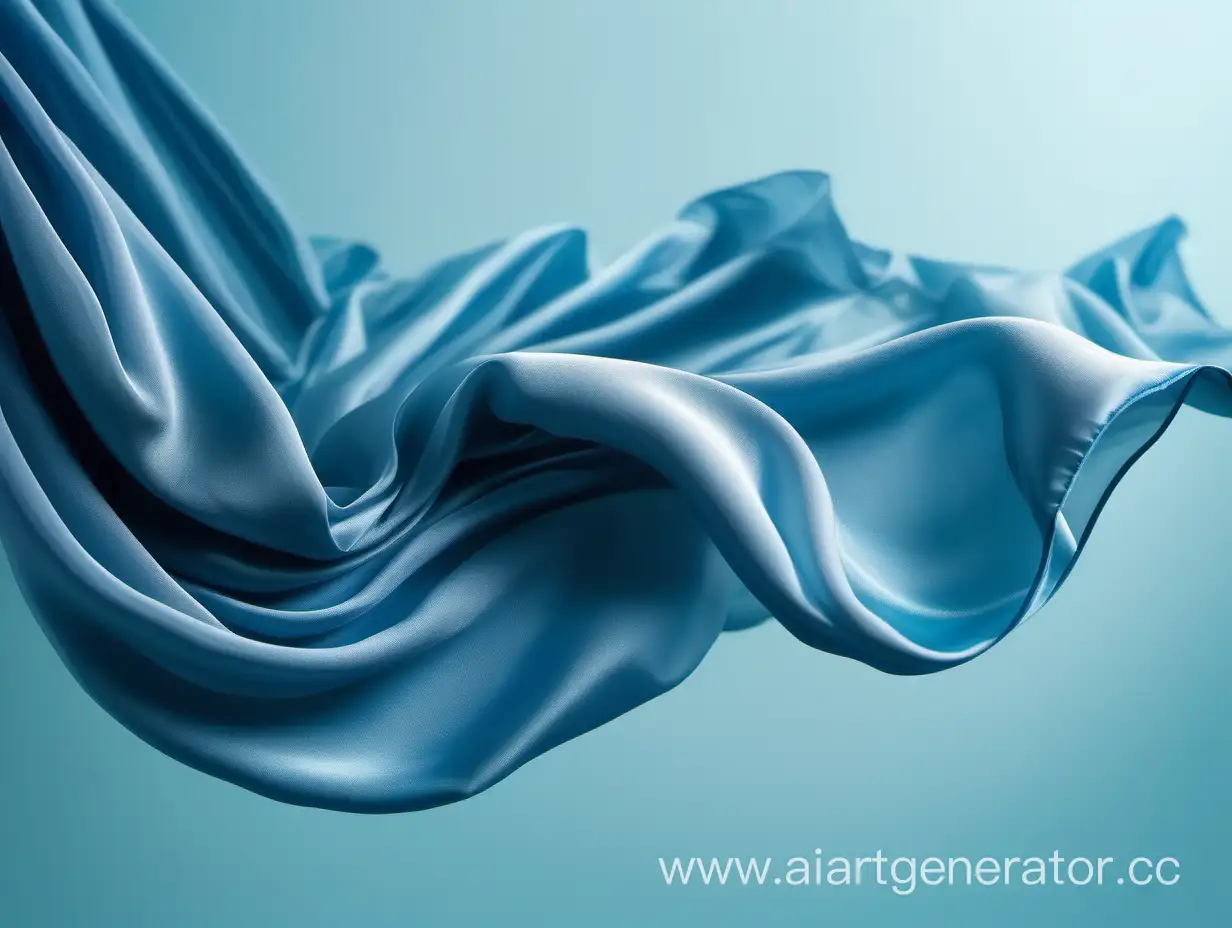 Flowing-Blue-Silky-Fabric-in-Midair