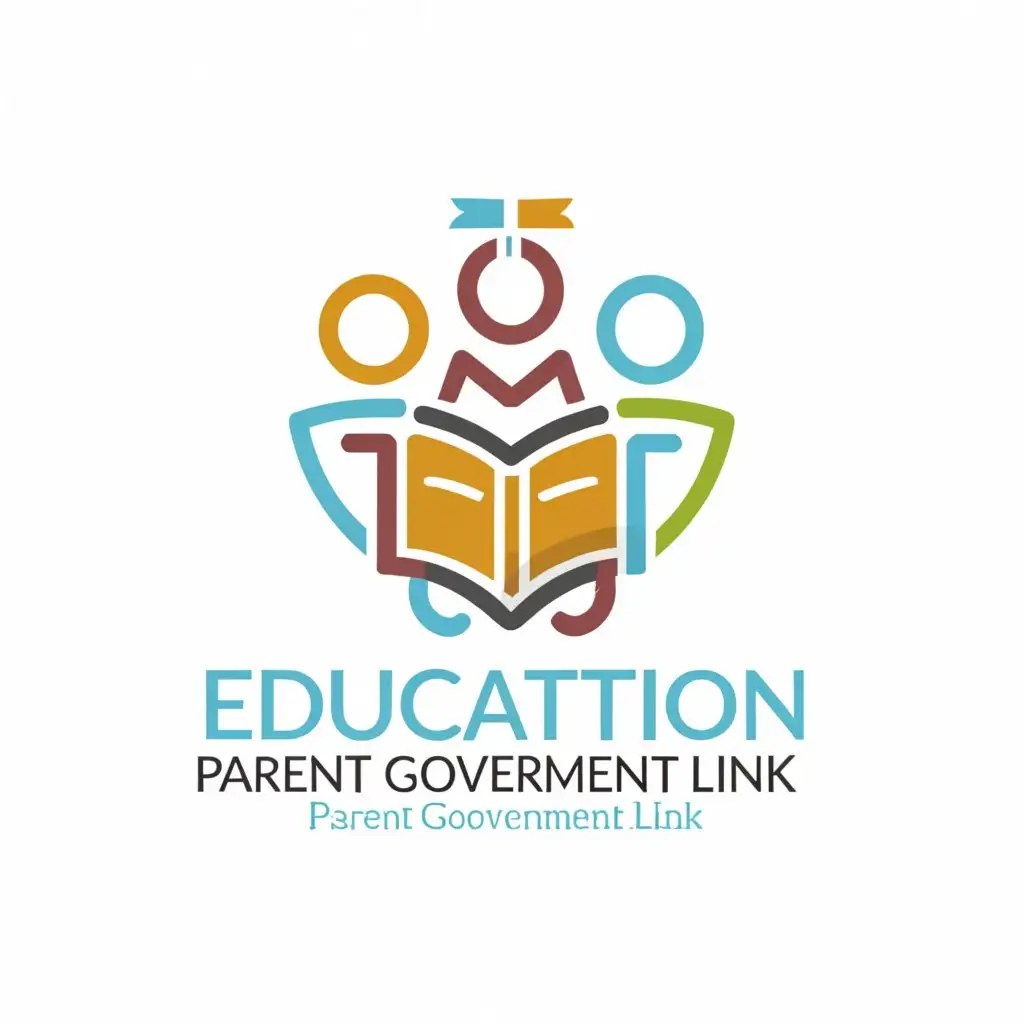 a logo design,with the text 'education parent and government link', main symbol:book pen student parent administrator,complex,clear background