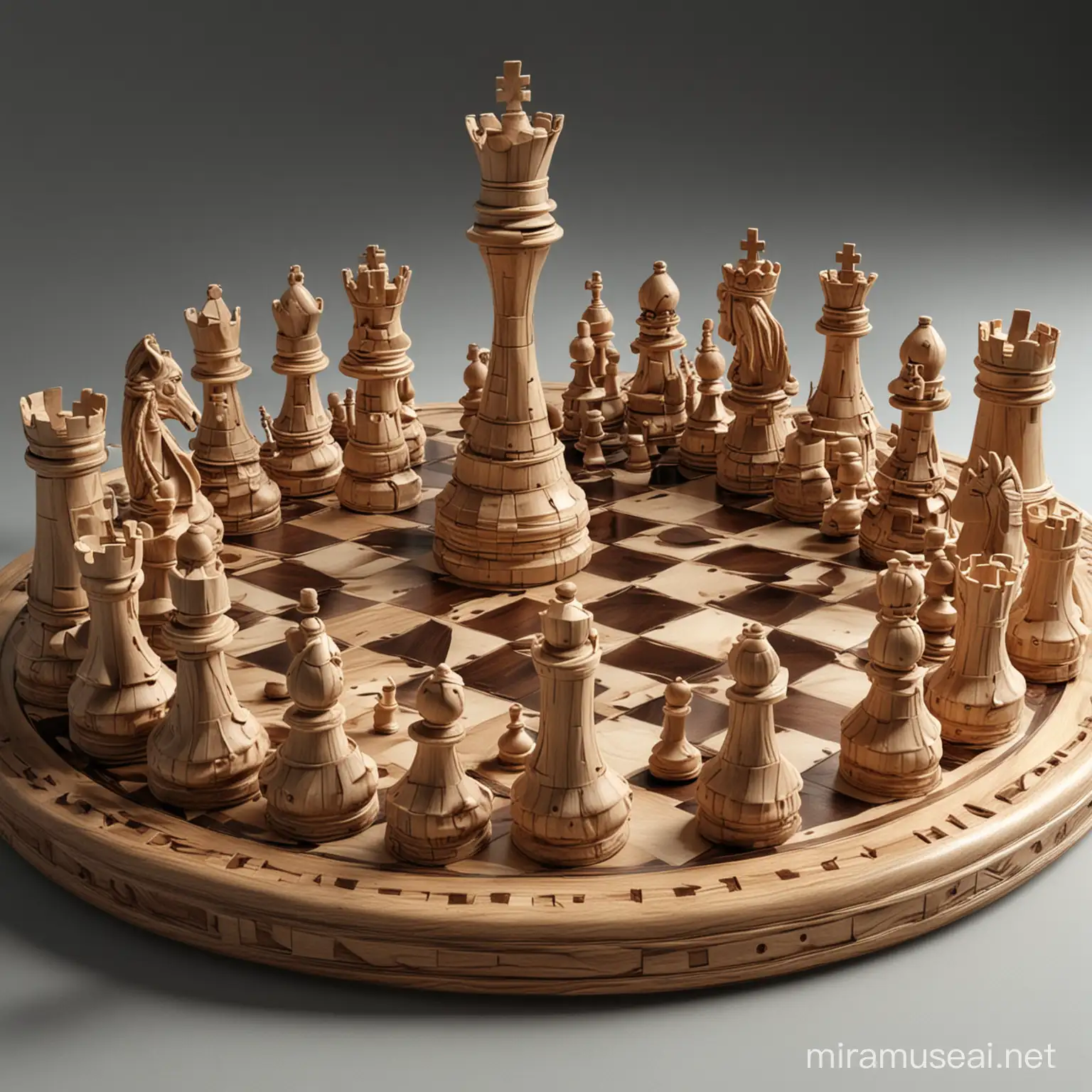 Futuristic 3D Chess Artwork Intricate Strategy in Digital Space