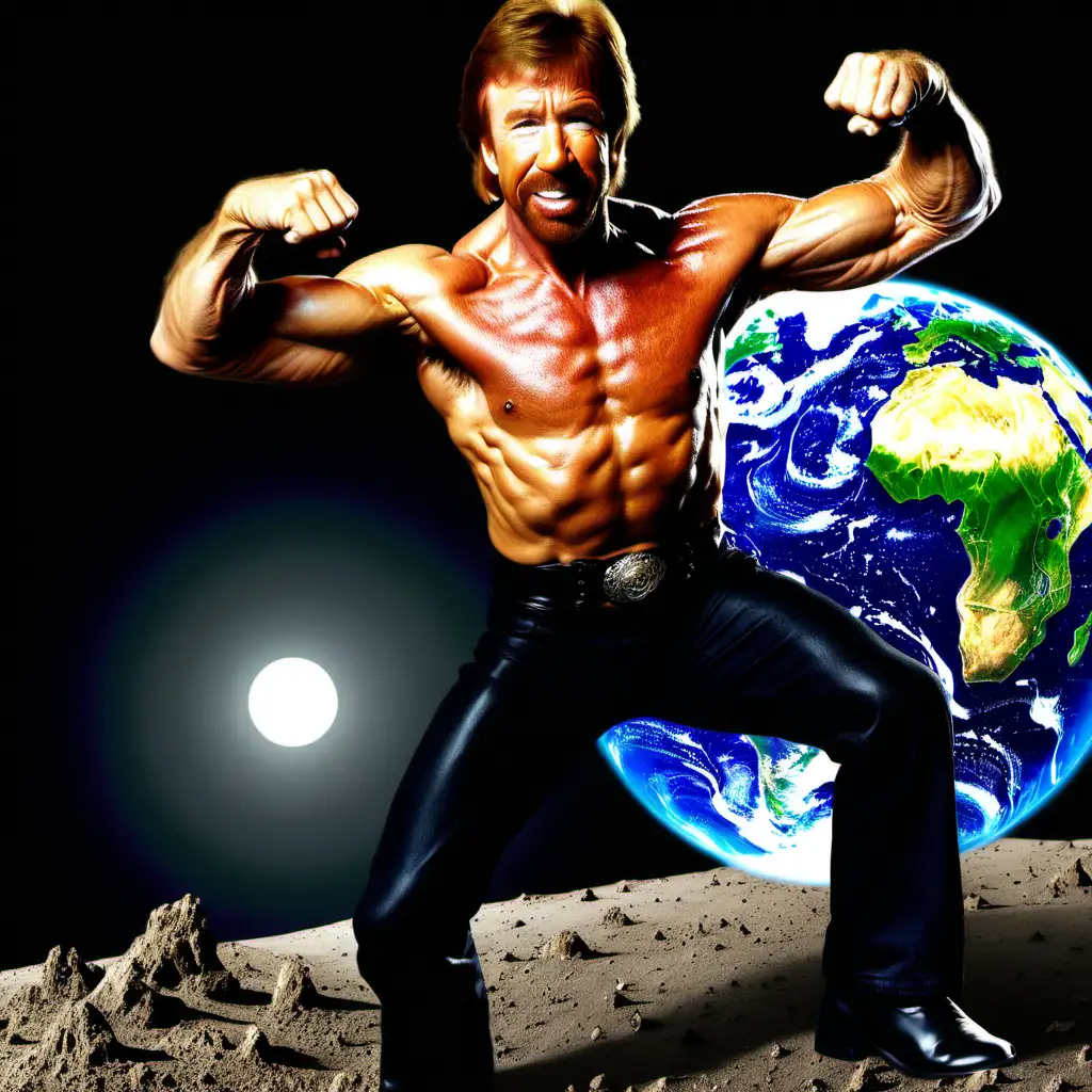 Chuck Norris pushing earth down
