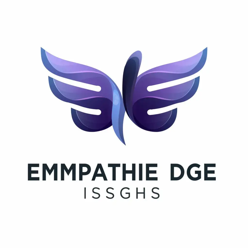 a logo design,with the text "EmpatheticEdge Insights", main symbol:two wings and abstract shapes,Minimalistic,clear background