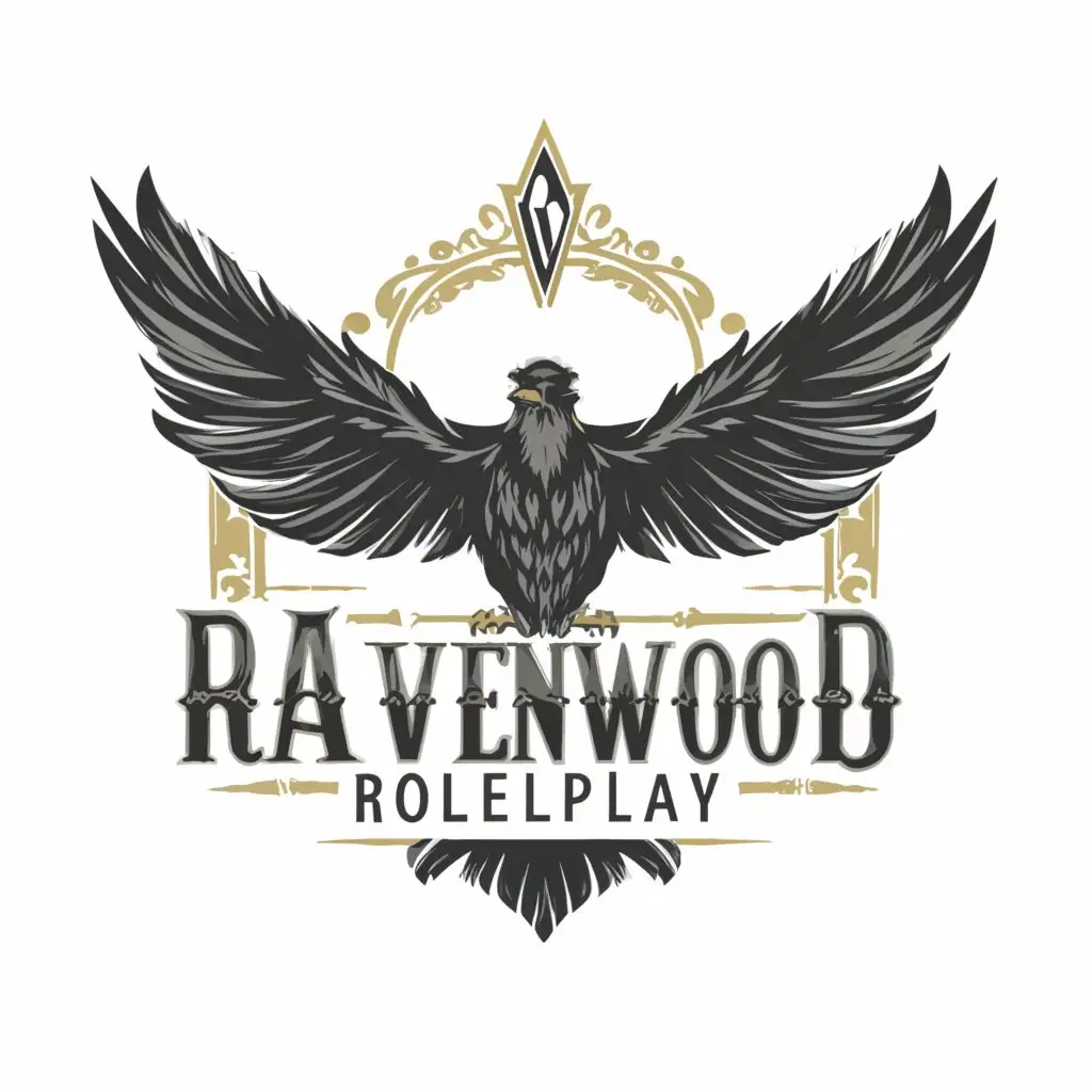 a logo design,with the text "Ravenwood Roleplay", main symbol:Raven,Moderate,be used in Entertainment industry,clear background
