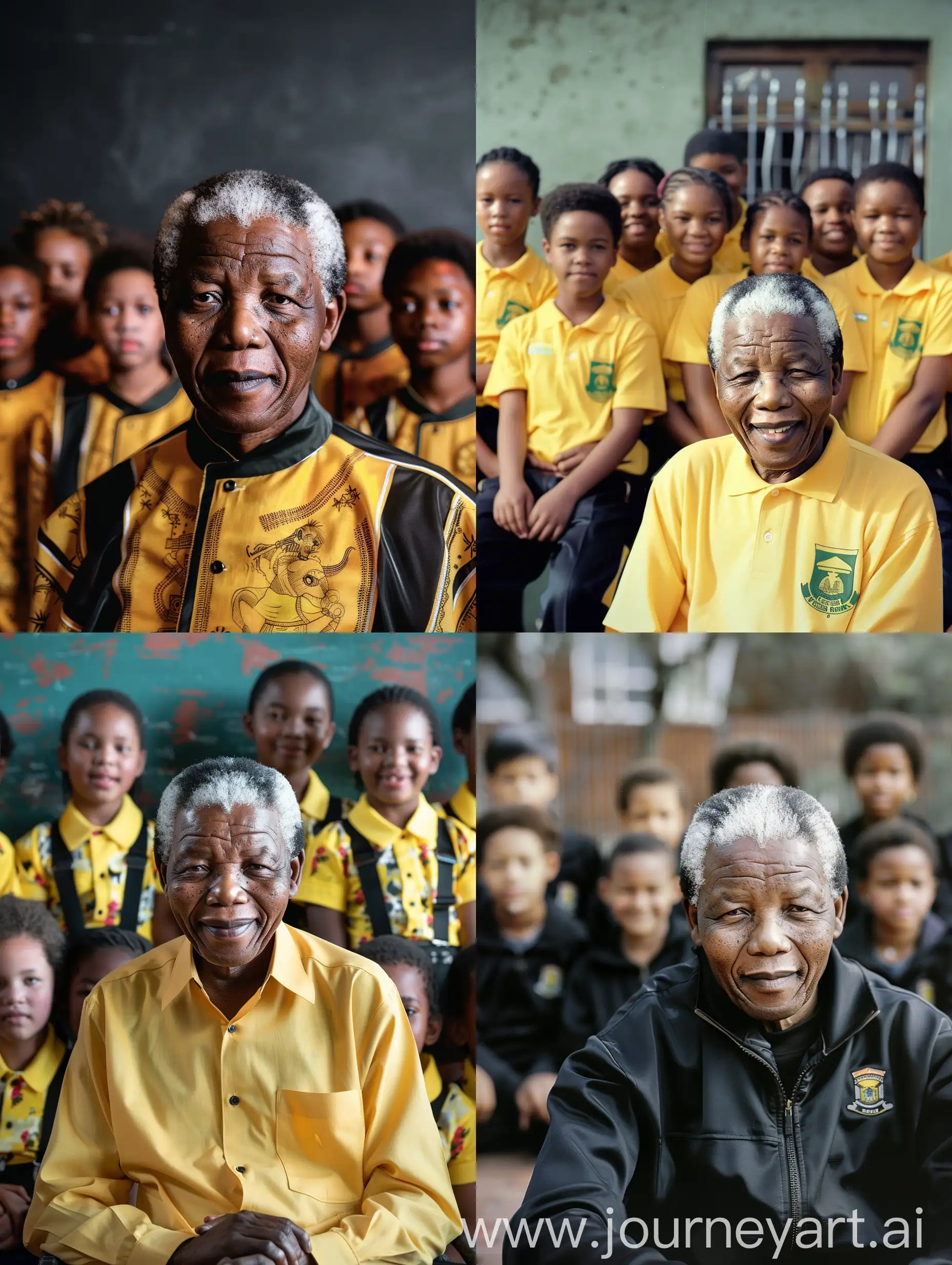 Nelson Mandela with the Teenage Brigade in 2023