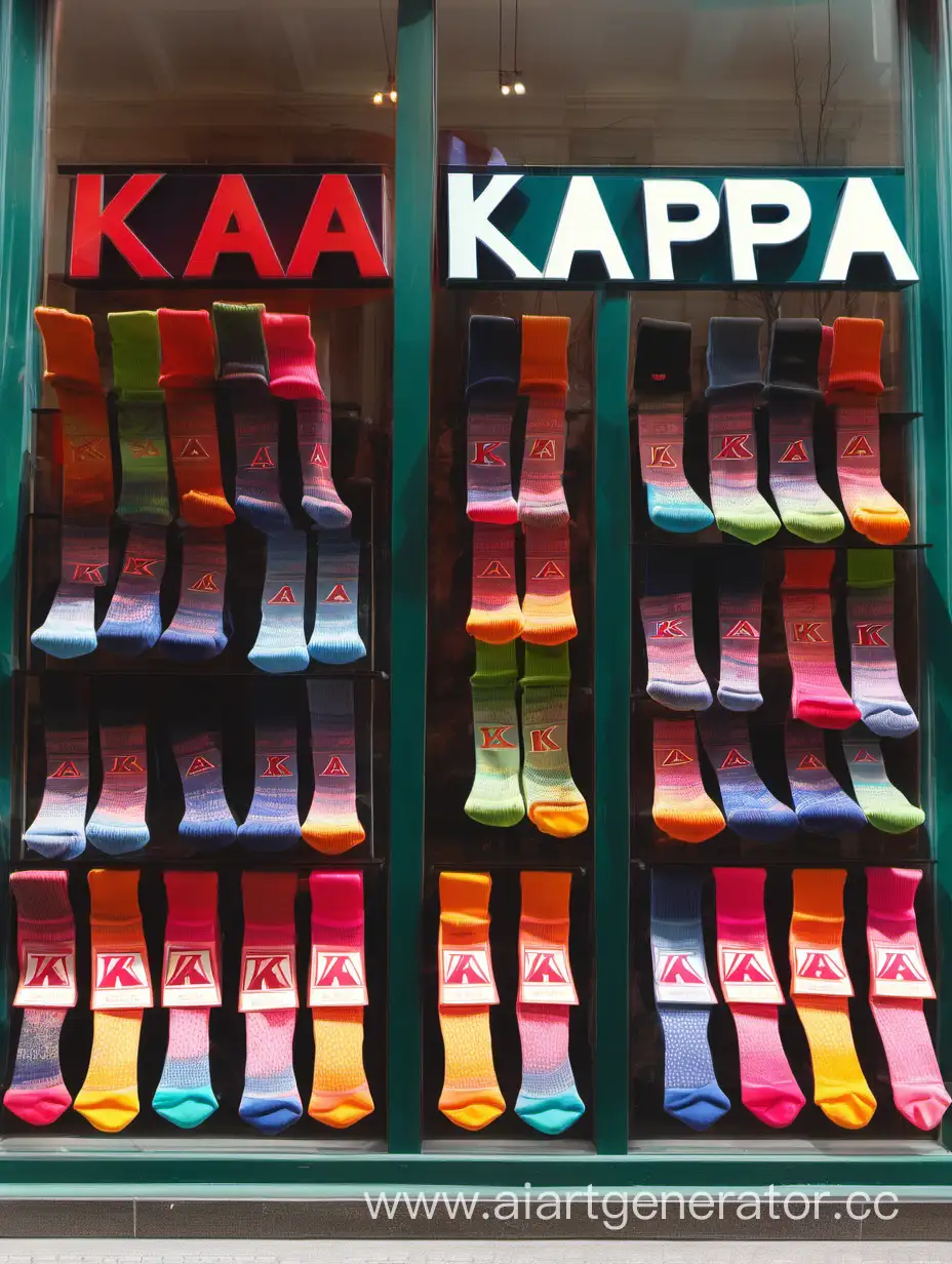Разноцветная пара носков Kappa на витрине 