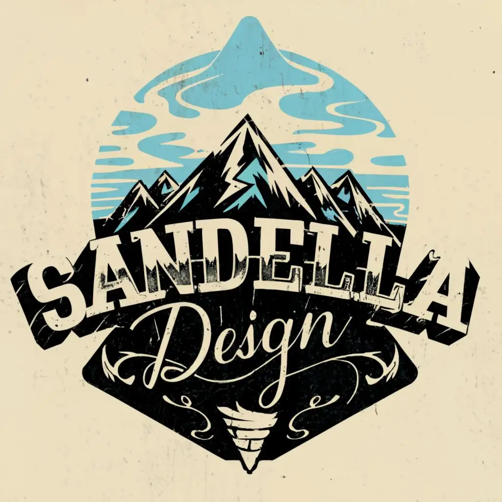 logo, Funky, Architectural, Structural, Civil, Environmental, Engineering, Dr. Suess, mountains, blue sky, off the wall, with the text "Sandella Design", typography