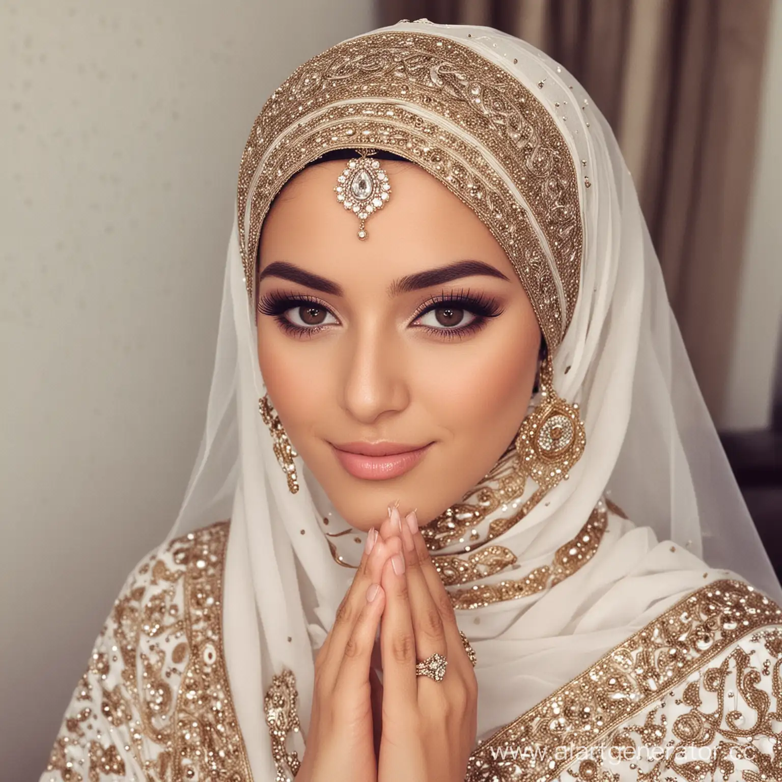 Elegant-Muslim-Bride-in-Contemporary-Wedding-Attire