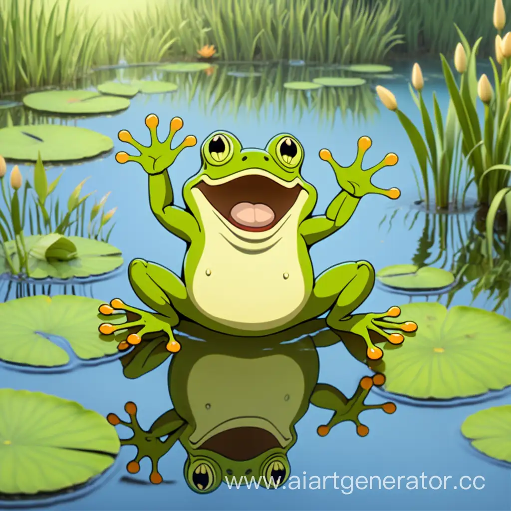 Animated-Frog-Screaming-in-a-Vibrant-Pond