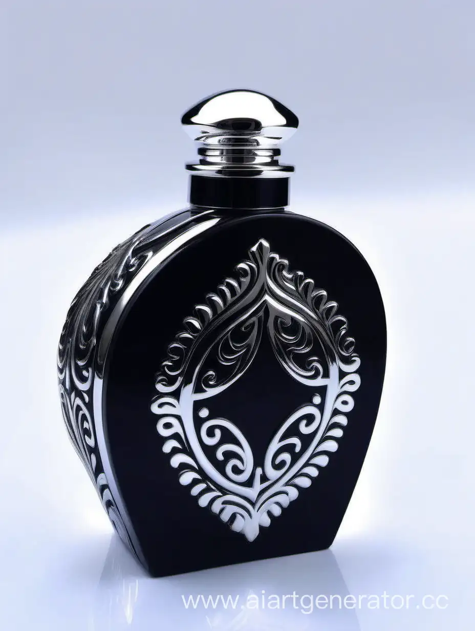 Luxurious-Zamac-Perfume-Bottle-with-Black-and-Turquoise-Ornamental-Design