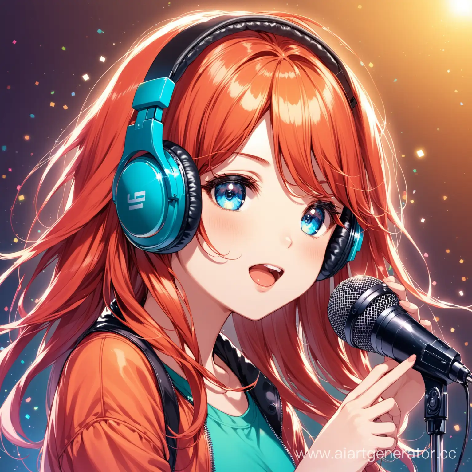 Young-Girl-Singing-with-Microphone-and-Headphones