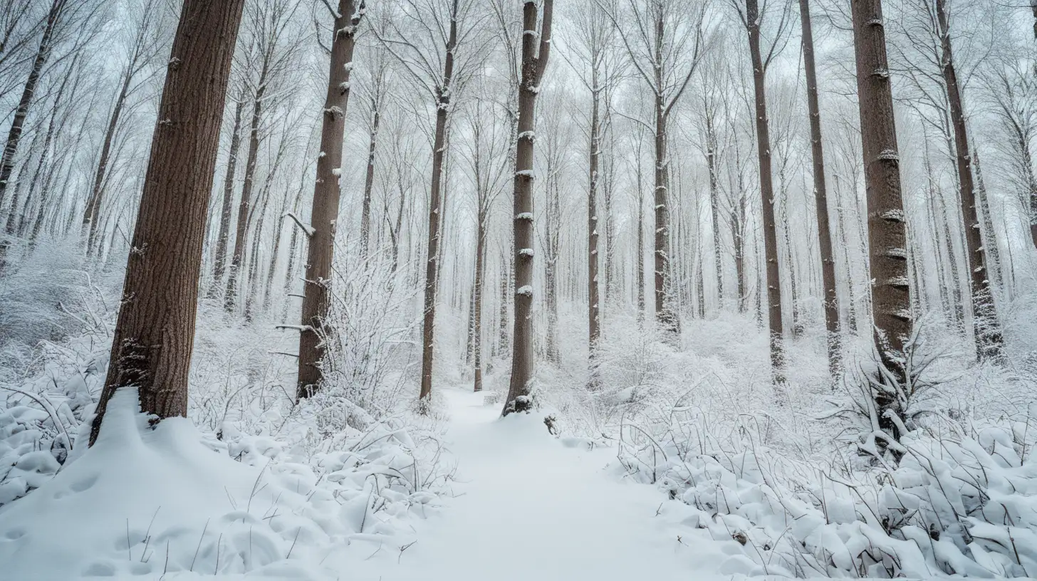 Ein Wald mit Schnee bedeckt