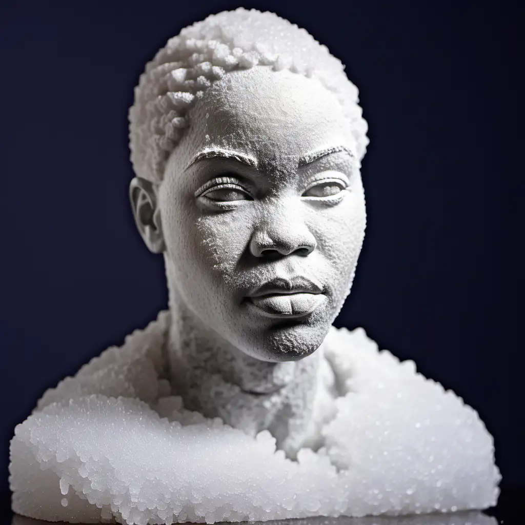 a sculpture of an african amercian  made out of salt
