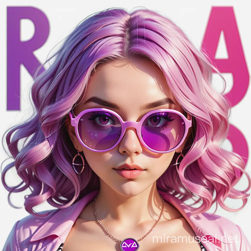 Fashionable Woman with Lilac Hair and Pink Glasses in Round Frame