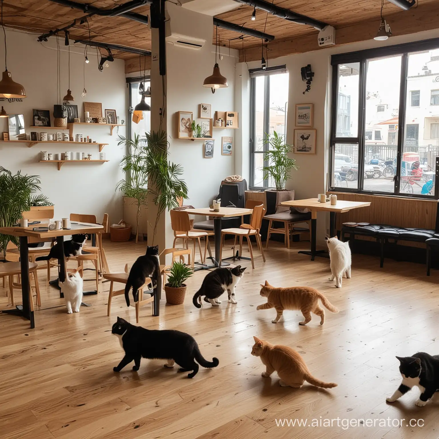 Cozy-Coffee-Shop-with-Playful-Cats