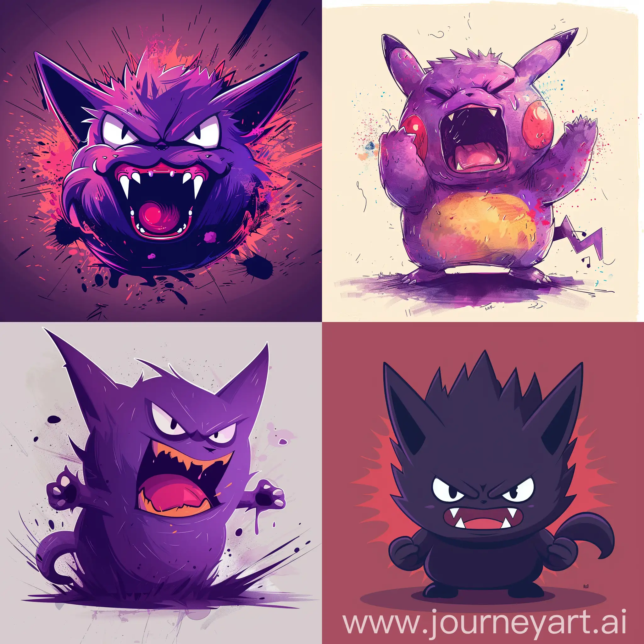 simplistic, amazing art, profile picture, cartoon, graphic designer, gengar, cute, angry, shouting, music artist abstract icon, mimilist