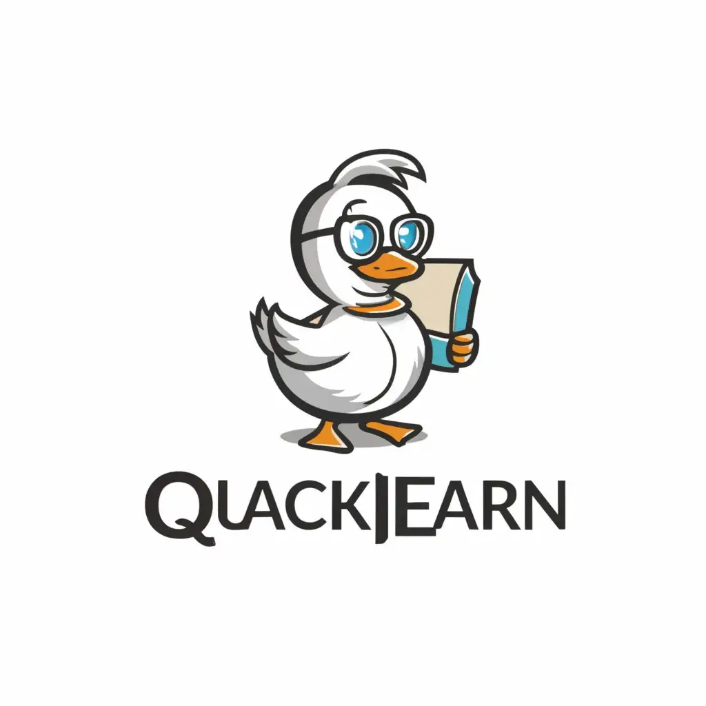 a logo design,with the text "QuackLearn", main symbol:duck with specs,Moderate,clear background