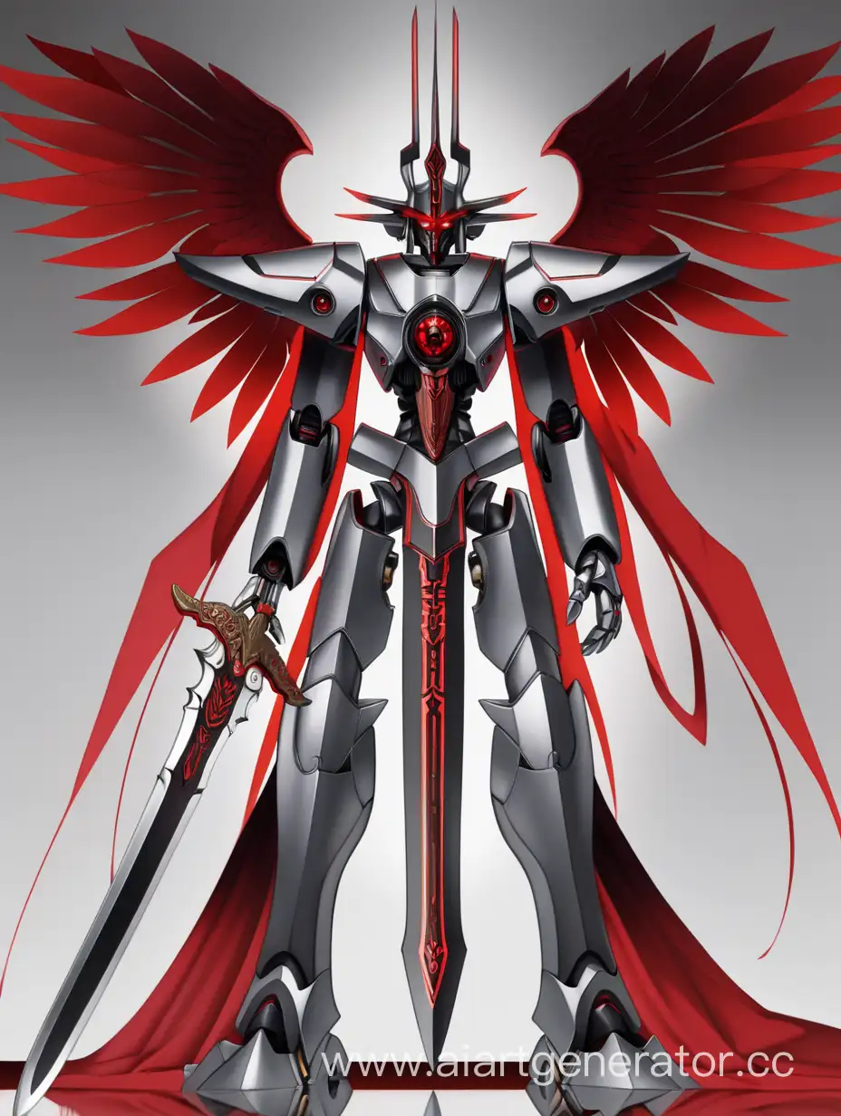 Робот,император, красные глаза, божественный меч