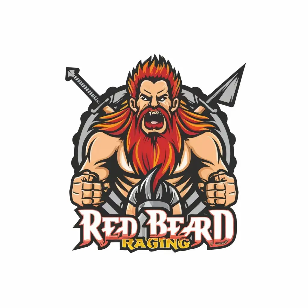 a logo design,with the text 'Red Beard Raging', main symbol:shouting viking,complex,be used in Entertainment industry,clear background