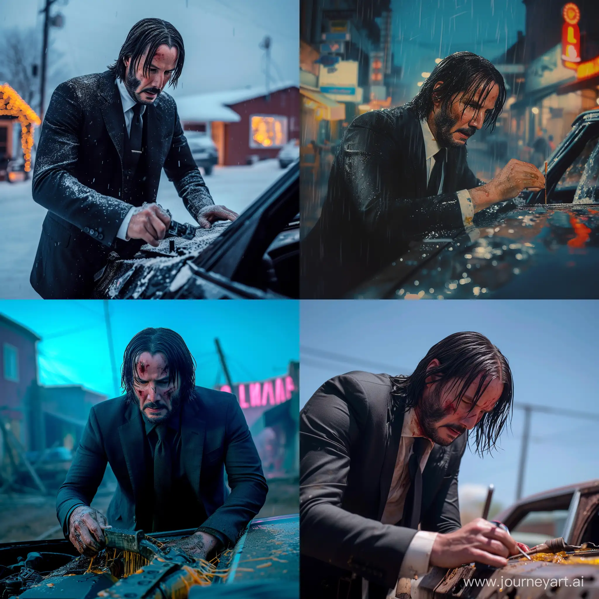 John-Wick-Fixing-Car-with-Streamer-Mellstrom-in-Town