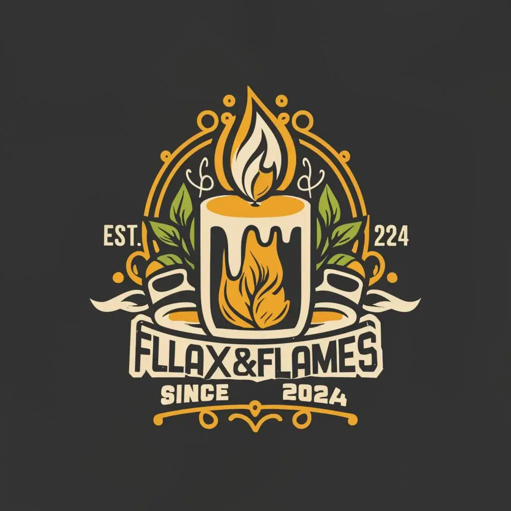 logo, artistic candle, with the text "Flax&Flames
Since 2024", typography, be used in Sports Fitness industry