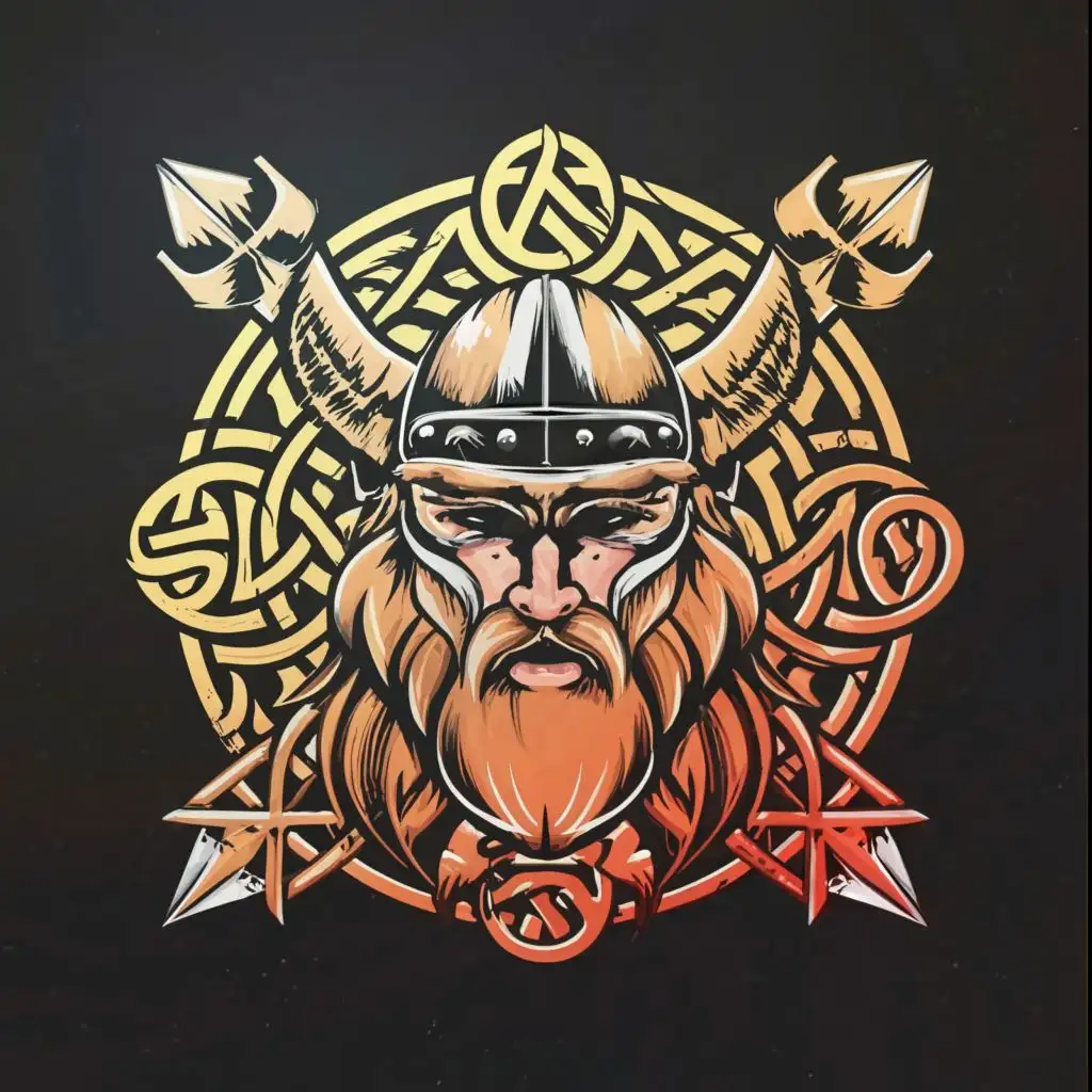LOGO-Design-for-NordicFit-Viking-Warrior-and-Runes-with-Nordic-Ornaments-in-Vector-Art-Style-for-Sports-Fitness-Industry