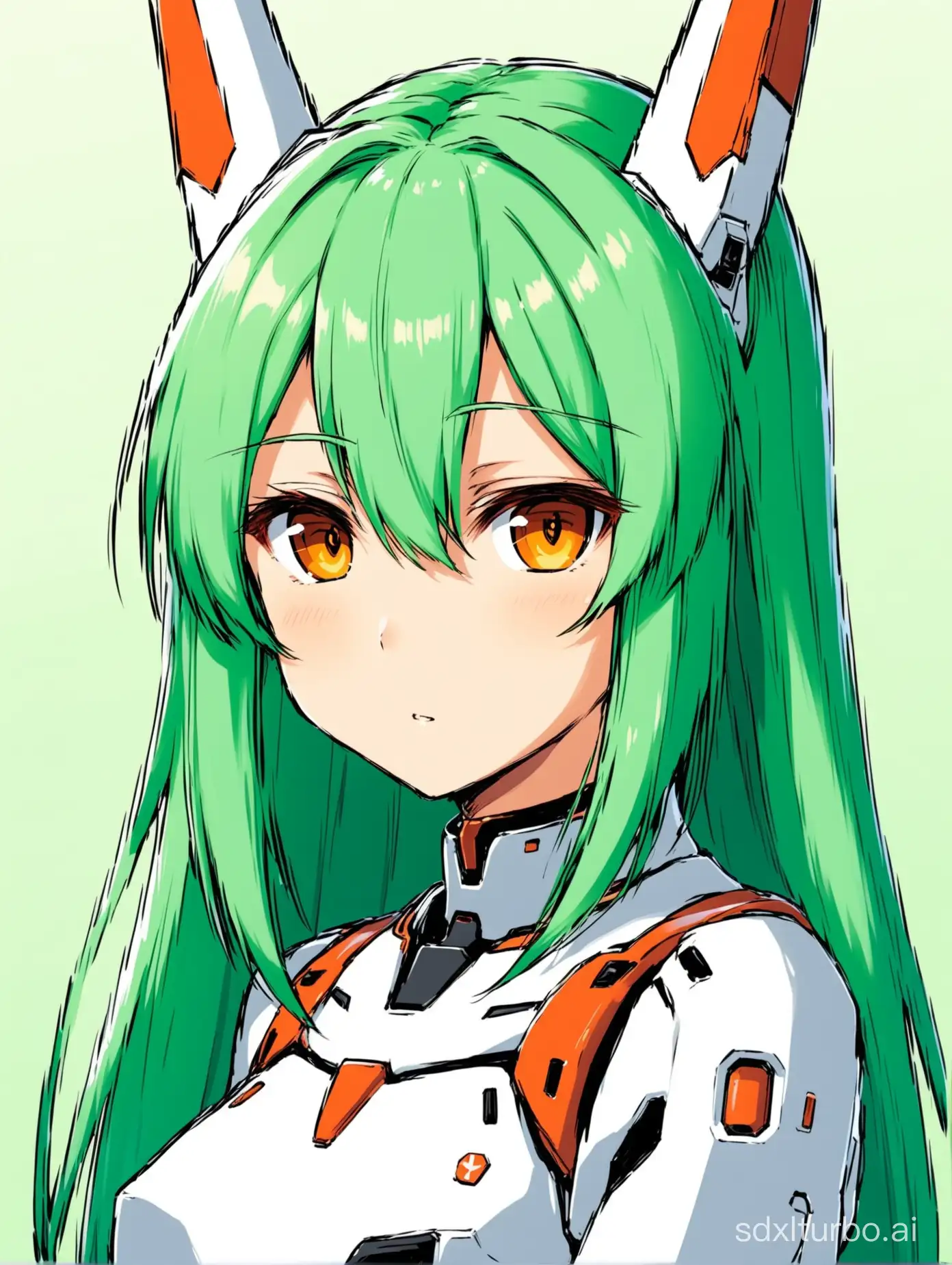 Ayanami Rei with green hair.