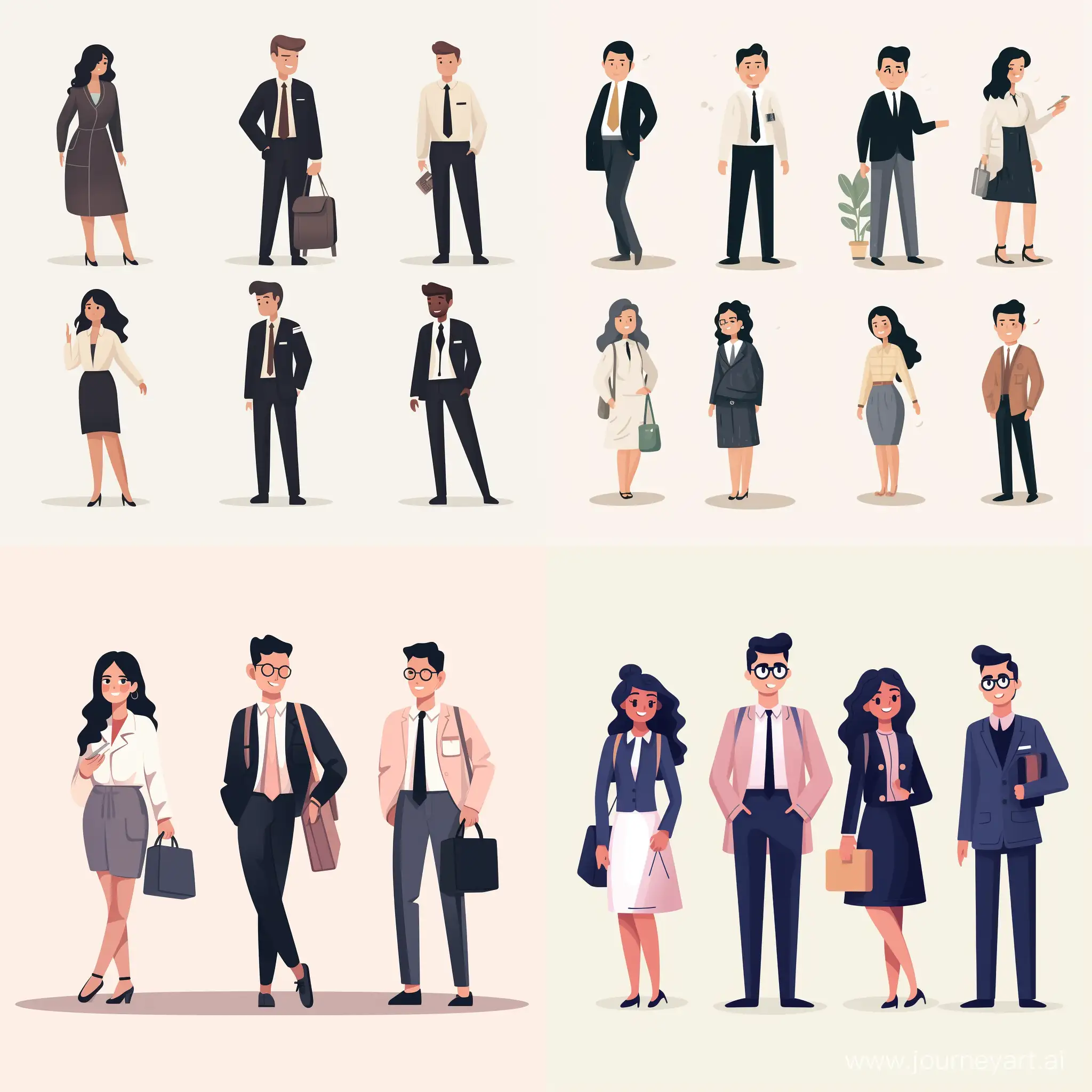 Diverse-Business-Professionals-Collaborating-in-HandDrawn-Flat-Style