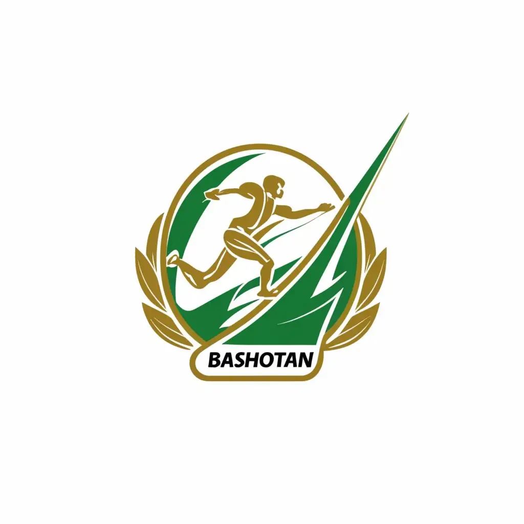 a logo design,with the text "Regional operator GTO of the Republic of Bashkortostan", main symbol:Golden GTO badge, in the middle depicts a running person, the flag of the Republic of Bashkortostan is used, colors used: blue, white, green,Moderate,be used in Sports Fitness industry,clear background