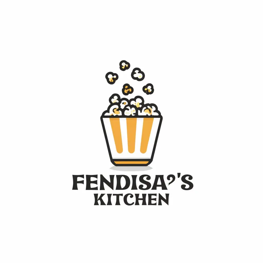 a logo design,with the text "Fendisha's Kitchen", main symbol:a levitating pop corn,Moderate,be used in Restaurant industry,clear background