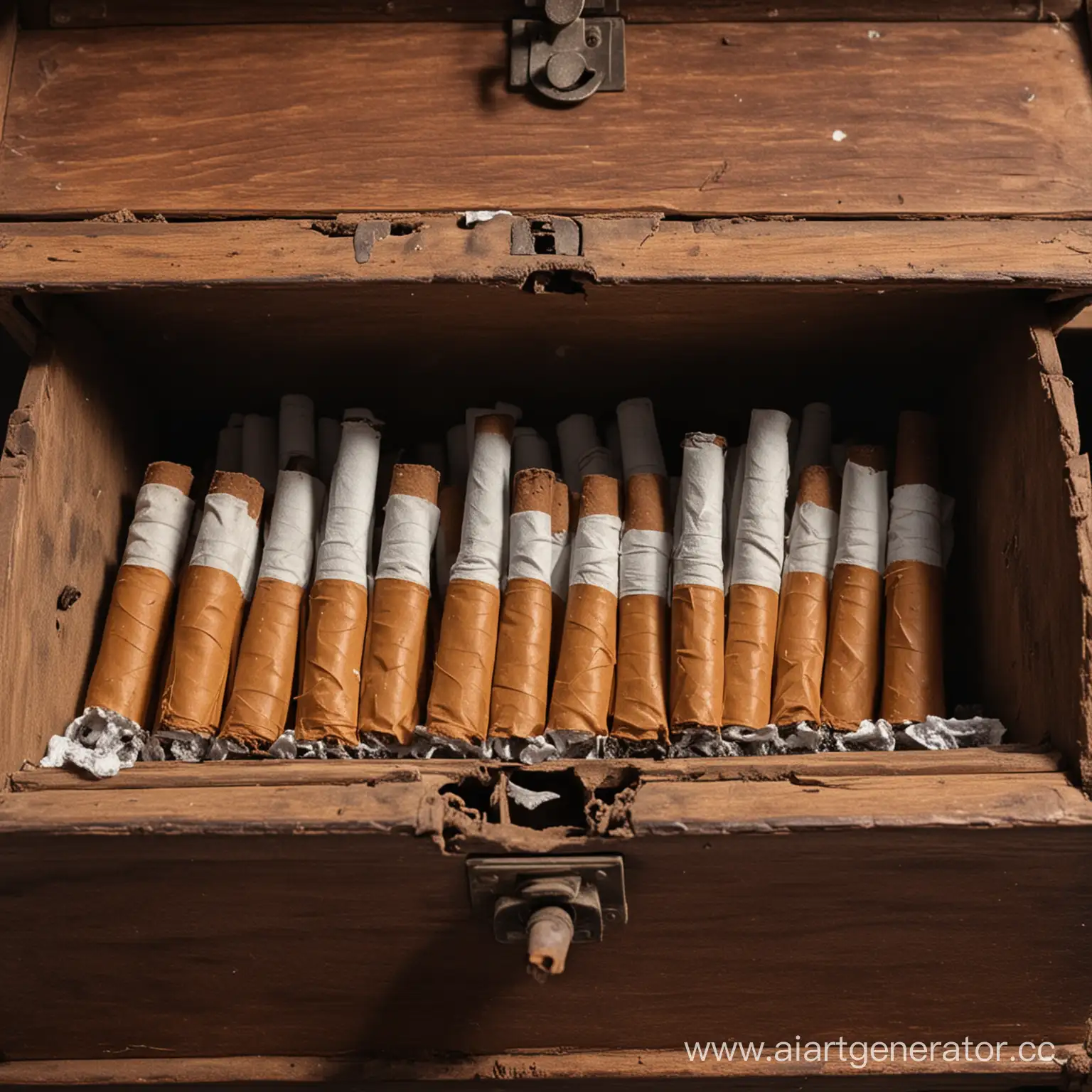 Vintage-Wooden-Chest-with-Assorted-Cigarette-Packs